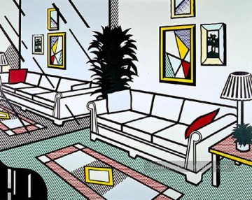 Roy Lichtenstein Painting - interior con pared de espejos 1991 Roy Lichtenstein